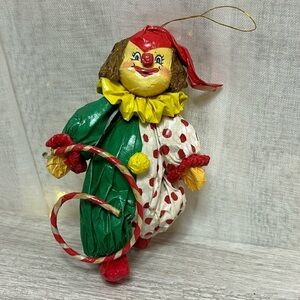 Vintage Paper Mache Clown Ornament